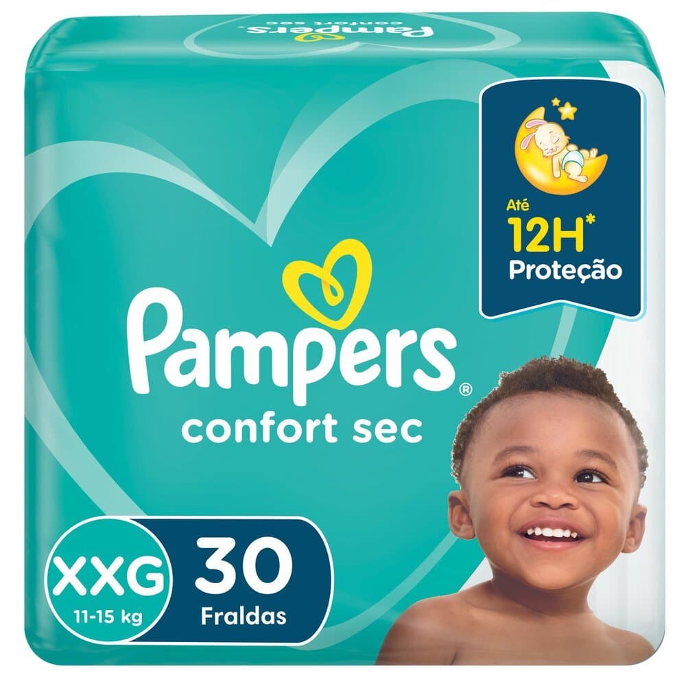 Fralda Pampers Confort Sec Tamanho XXG Pacote Mega com 30 Fraldas Descartáveis