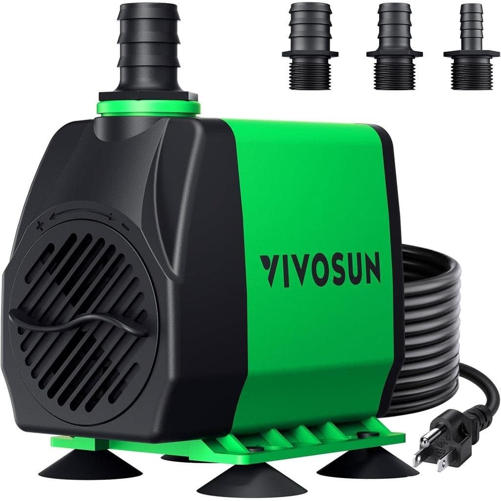 Bomba Submersível VIVOSUN 800GPH (3000L/H, 24W), Bomba para Fonte de Água Ultra Silenciosa com Mangueira de 10 pés. Elev