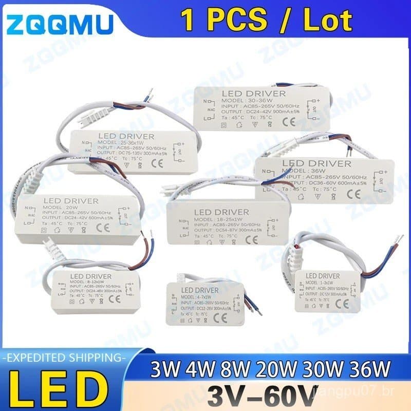 Driver LED 8-12W 20W 30W 36W 300mA 600mA 900mA Fonte de Alimentação de Corrente Constante LED Externa GU10E27 Isolamento