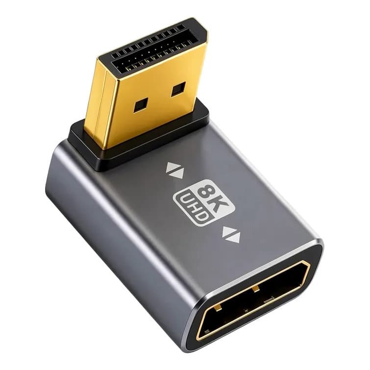 Adaptador Displayport 8k 4k Uhd Ângulo Reto 90° Graus