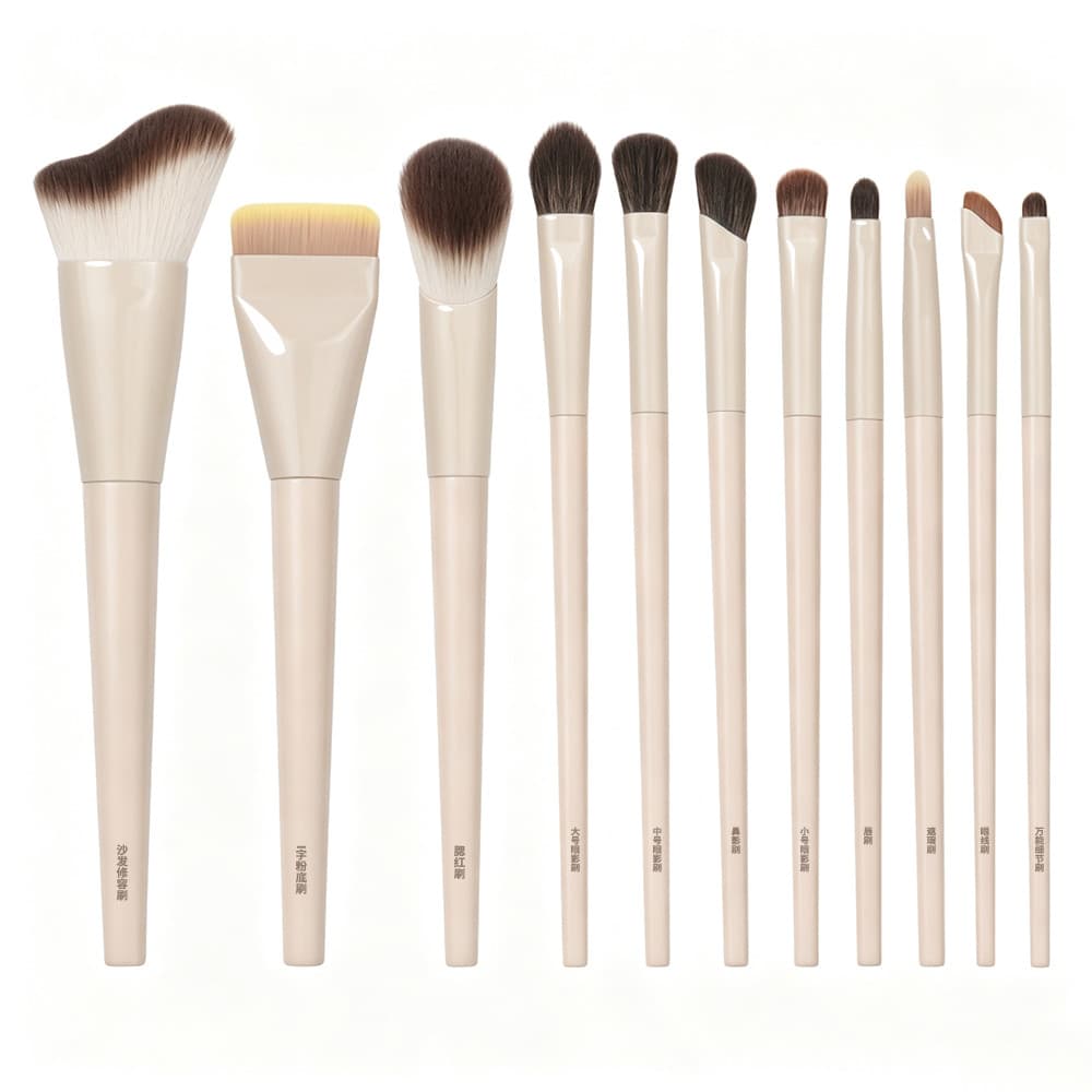 Conjunto de pincéis de maquiagem com 11 peças, fibra macia, cabelo, Anti-Piercing, conjunto completo de Base, maquiagem,