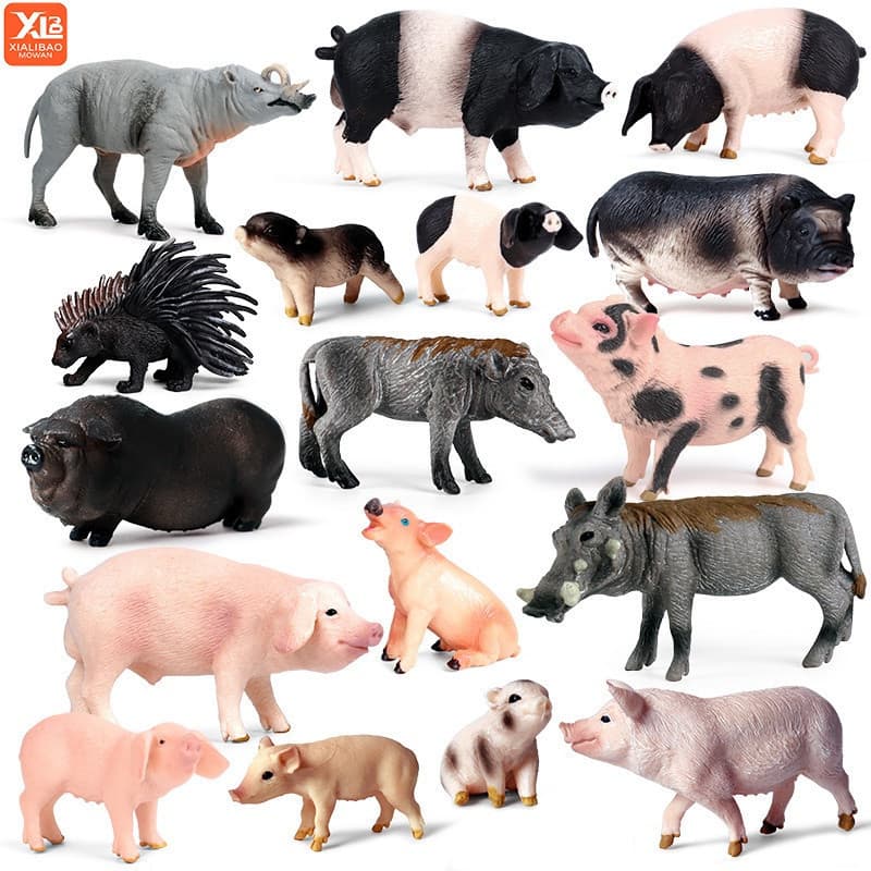 Modelos realistas de animais de fazenda, aves, golfinhos e javalis para decoração de casa, modelos educativos móveis, I6