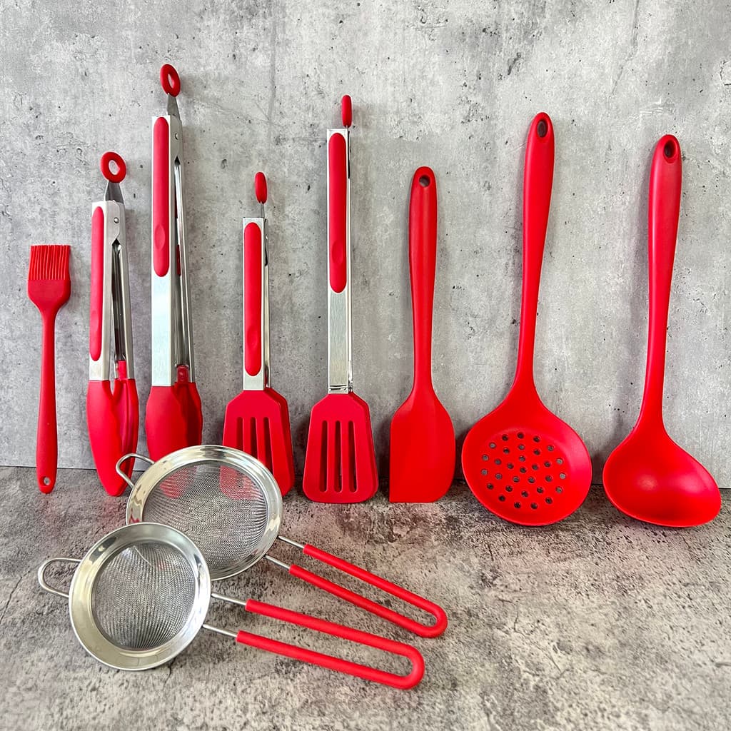 HMY Silicone cozinha cozinhar espátula espátula coador clipe colher de cozinha espátula churrasco clipe colher de sopa e