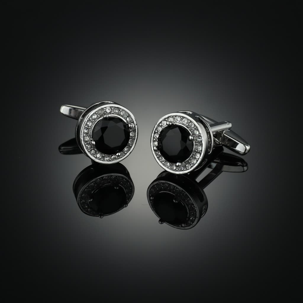 Homens luz luxo senhoras preto zircão camisa francesa preto Gem manguito Studs botões abotoaduras