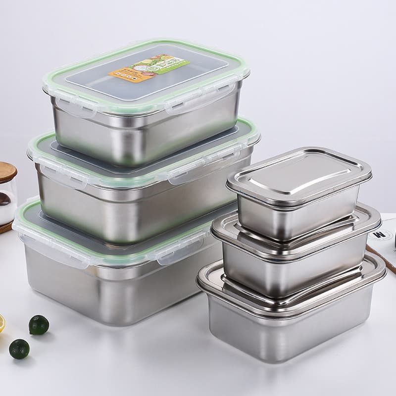 Caixa selada de aço inoxidável de qualidade alimentar de grande capacidade com tampa Talheres comerciais domésticos Lu