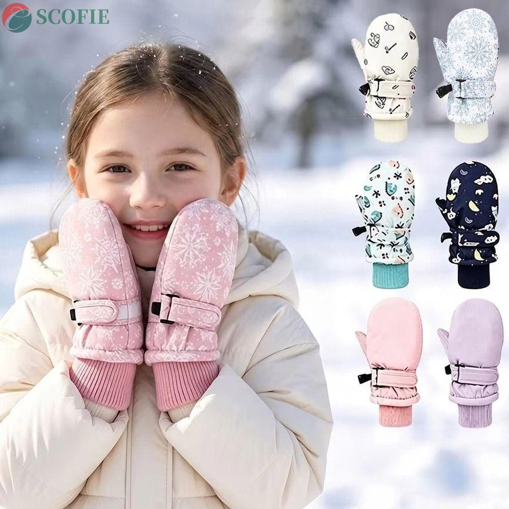 Luvas de inverno infantis SCOFIE, luvas de esqui antiderrapantes, espessas e quentes, impermeáveis, com forro térmico.