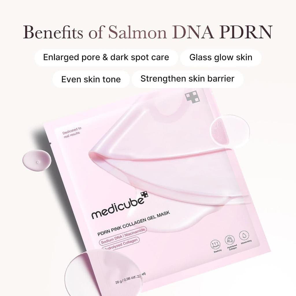medicube Salmon DNA PDRN Duo para Iniciantes: Máscara em gel de colágeno PDRN (4 unidades) e Sérum de Peptídeos PDRN Ros