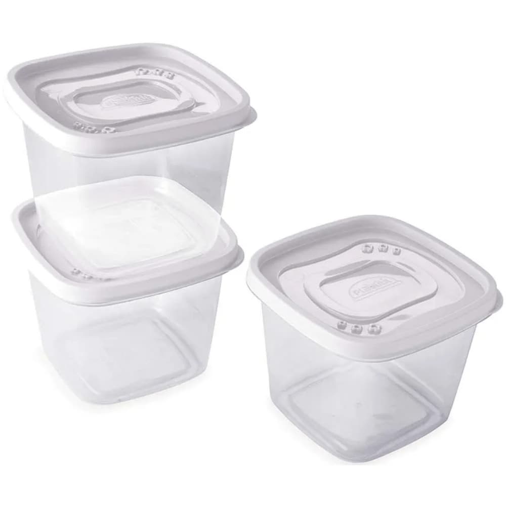 Kit 3 Potes Clic Quadrado 1,2L 14x14x6cm
