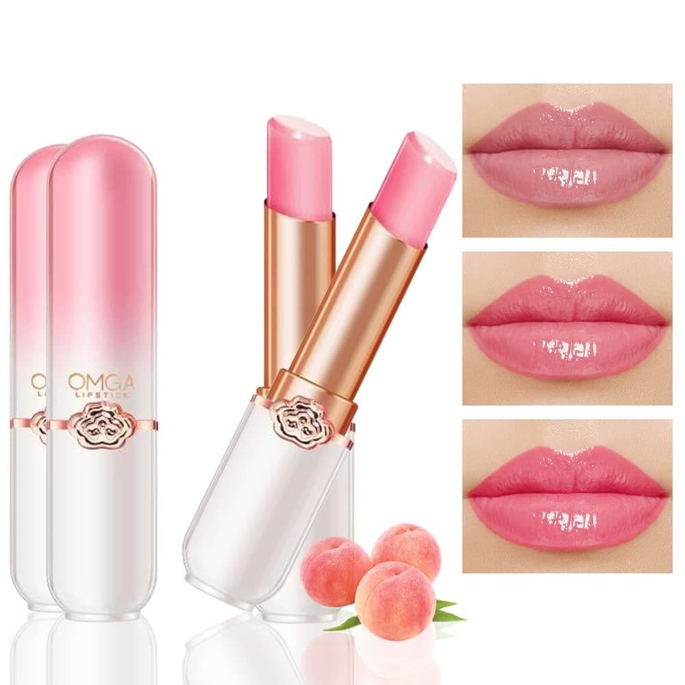 BINGBRUSH Conjunto de 2 batons que mudam de cor para pêssego, Queen, PH Mood, tintura labial de longa duração, maquiagem
