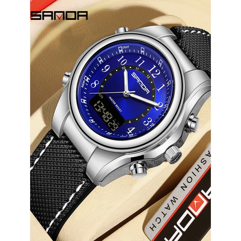 Sanda novo estilo rel贸gio duplo Display esportes ao ar livre 12 rel贸gio Digital masculino rel贸gio de quartzo moda legal