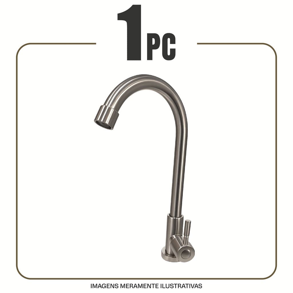 TORNEIRA LAVATÓRIO BANHEIRO / COZINHA BANCADA BICA MÓVEL AÇO INOX ESCOVADO PREMIUM MESA LUXO