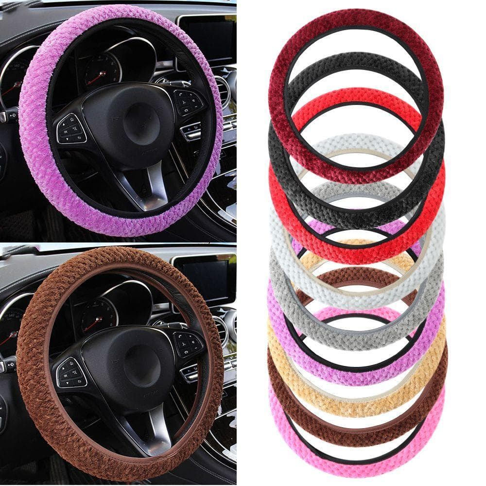 MIOSHOP Capa Do Volante Carro Proteção De Inverno Pelúcia Quente