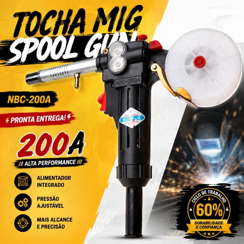 Tocha De Solda MIG Spool Gun NBC-200A 200A Com Alimentador De Arame Integrado