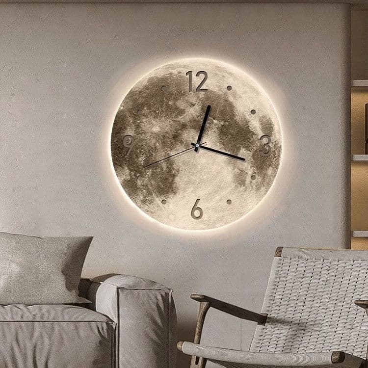 🚗Best Seller🚗Relógio de Parede de Alta Qualidade - Relógio de Parede com Design Lunar para Escritório, Entrada, Sala de