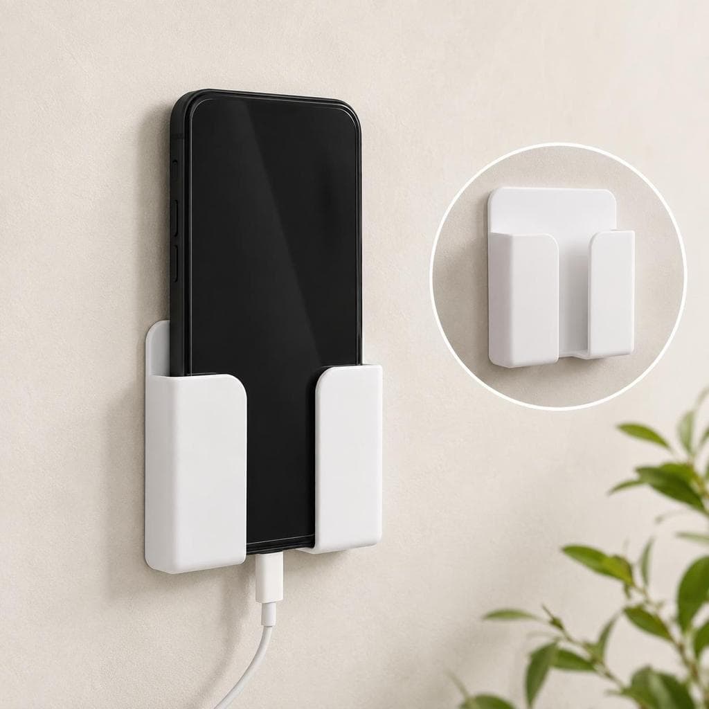 Suporte de Carregamento de Celular Montado na Parede Branco Moderno e Prático para Casa e Escritório