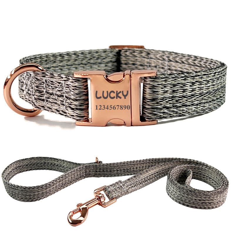 Coleira de cachorro com letras Anti-perda, coleira de gato, coleira de cachorro, imitação de linho, fivela de Metal, col