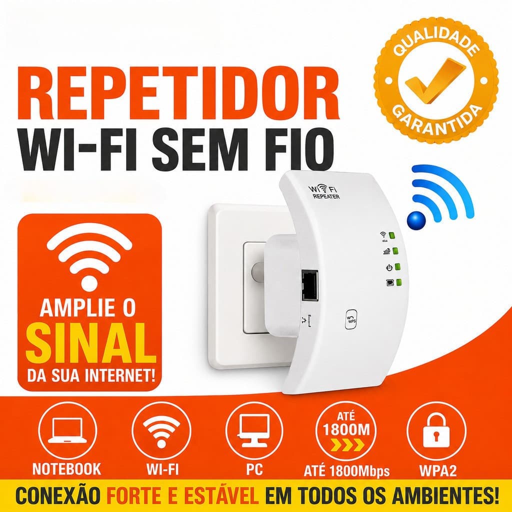 Repetidor WiFi Wireless MiniMen MM-H300 1800Mbps Amplificador de Sinal com Porta LAN e WPS