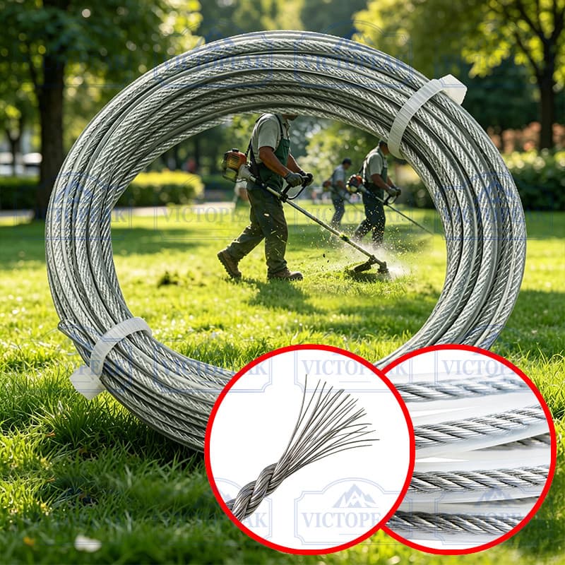 Linha De Aparador Reforçada Com Fio De Aço 2.4 Mm 5M Corda De Corte De Grama Resistente Ao Desgaste Para Cortador De Esc