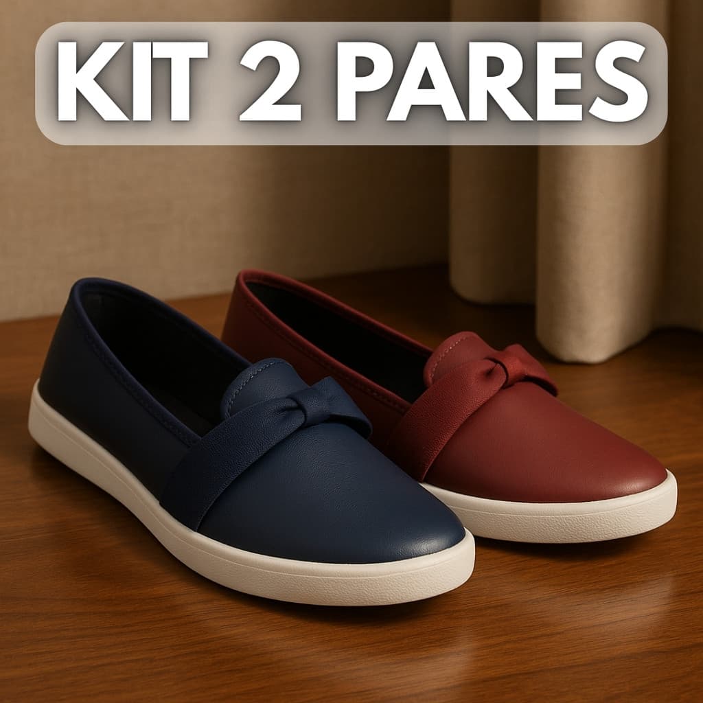 Kit 2 Pares Tênis Feminino Slip On Iate Confortável com Laço para Todos os Momentos