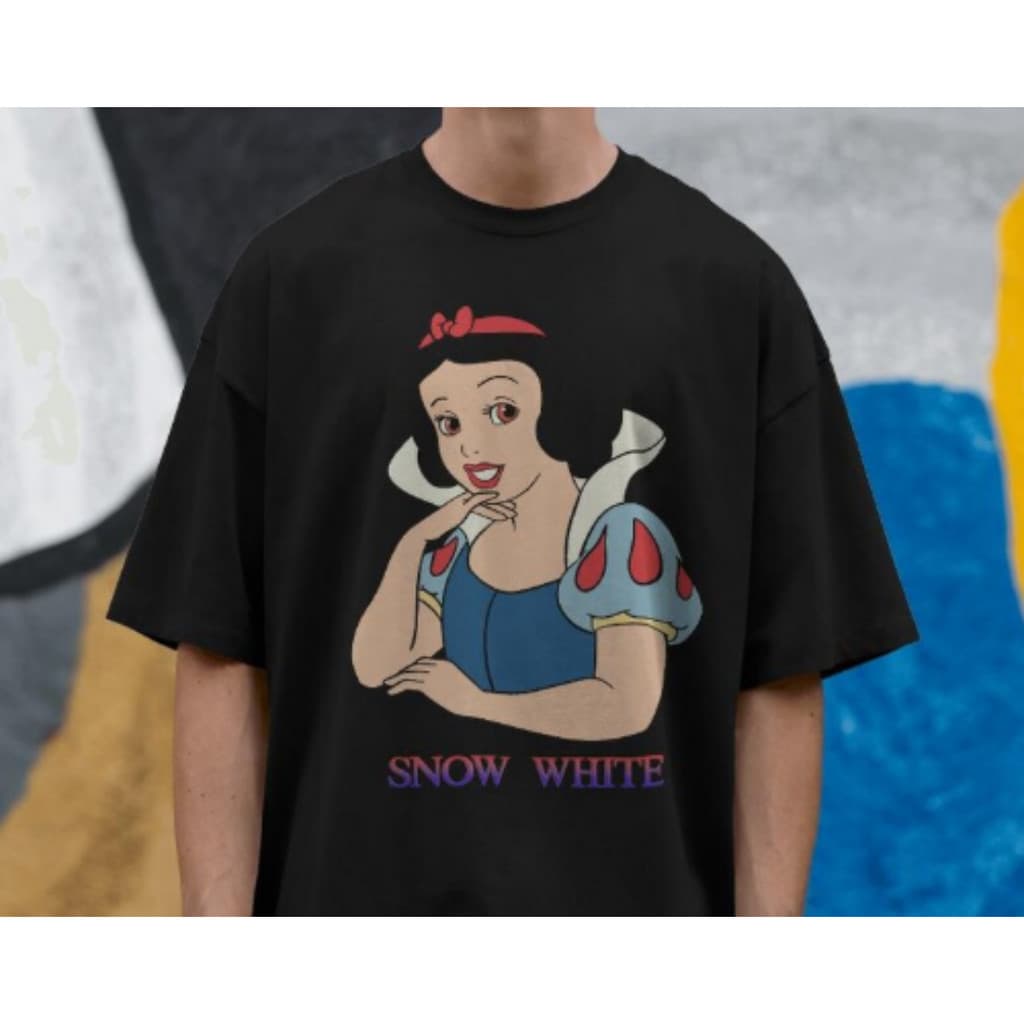 Camiseta Feminina Casual E Moderna De Algodão Com Estampa Clássica Da Branca De Neve