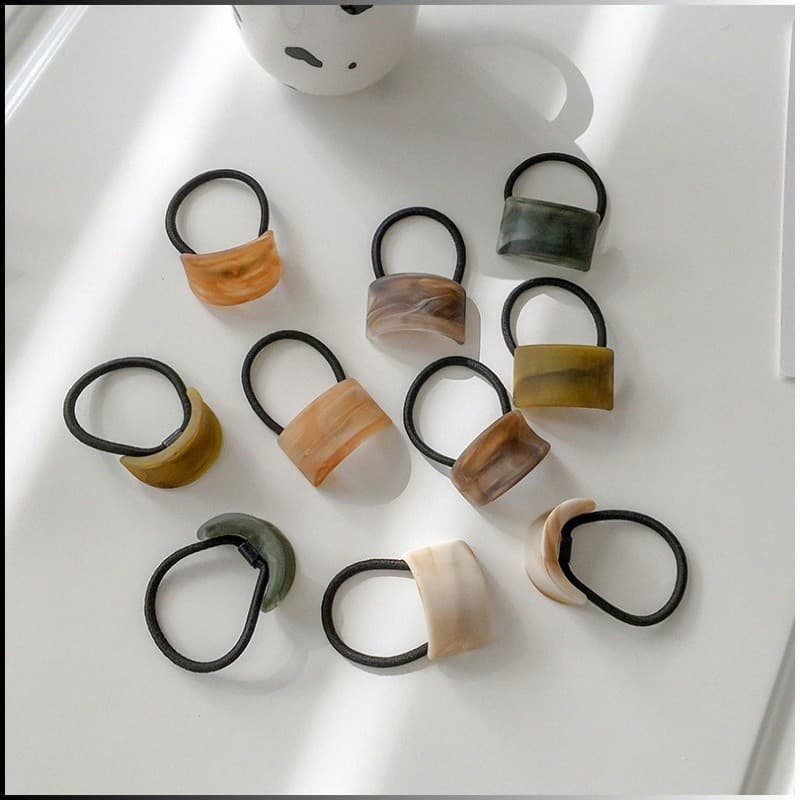 Conjunto De Faixa De Cabelo De 10 Peças Com Curvada De Grão De Madeira Fosca De Alta Elasticidade