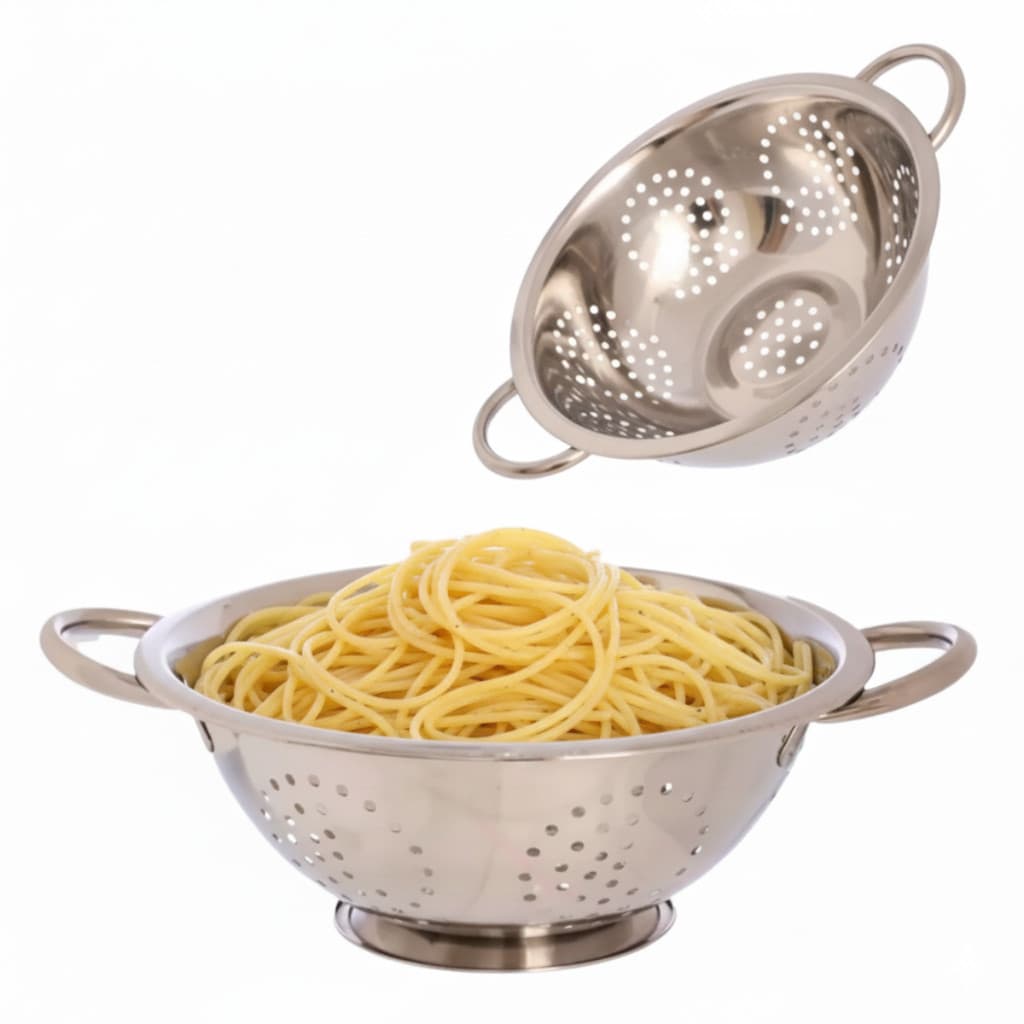 Escorredor de Macarrão Massas Aço Inox 25cm Multiuso Resistente