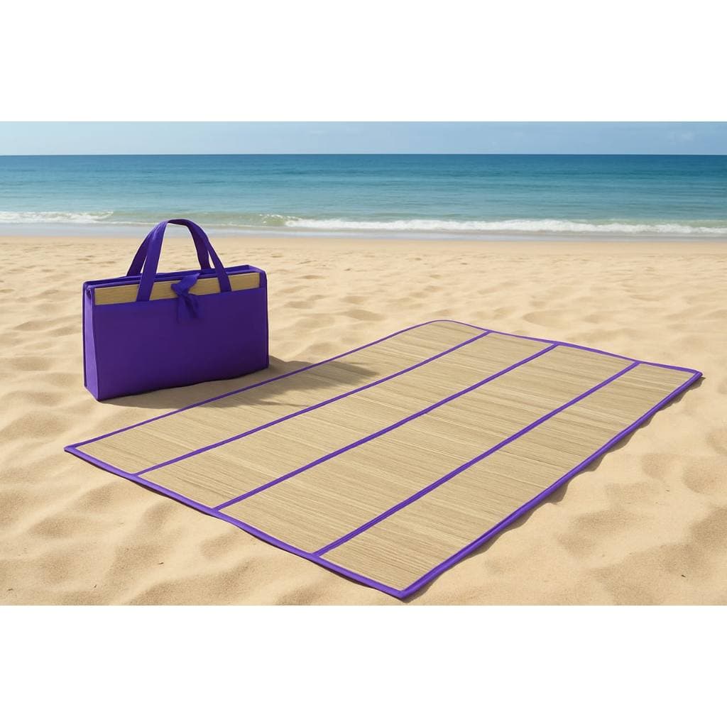Esteira de Palha Sintética Dobrável com Alças para Transporte Portátil Leve Resistente Ideal para Praia Camping Piqueni