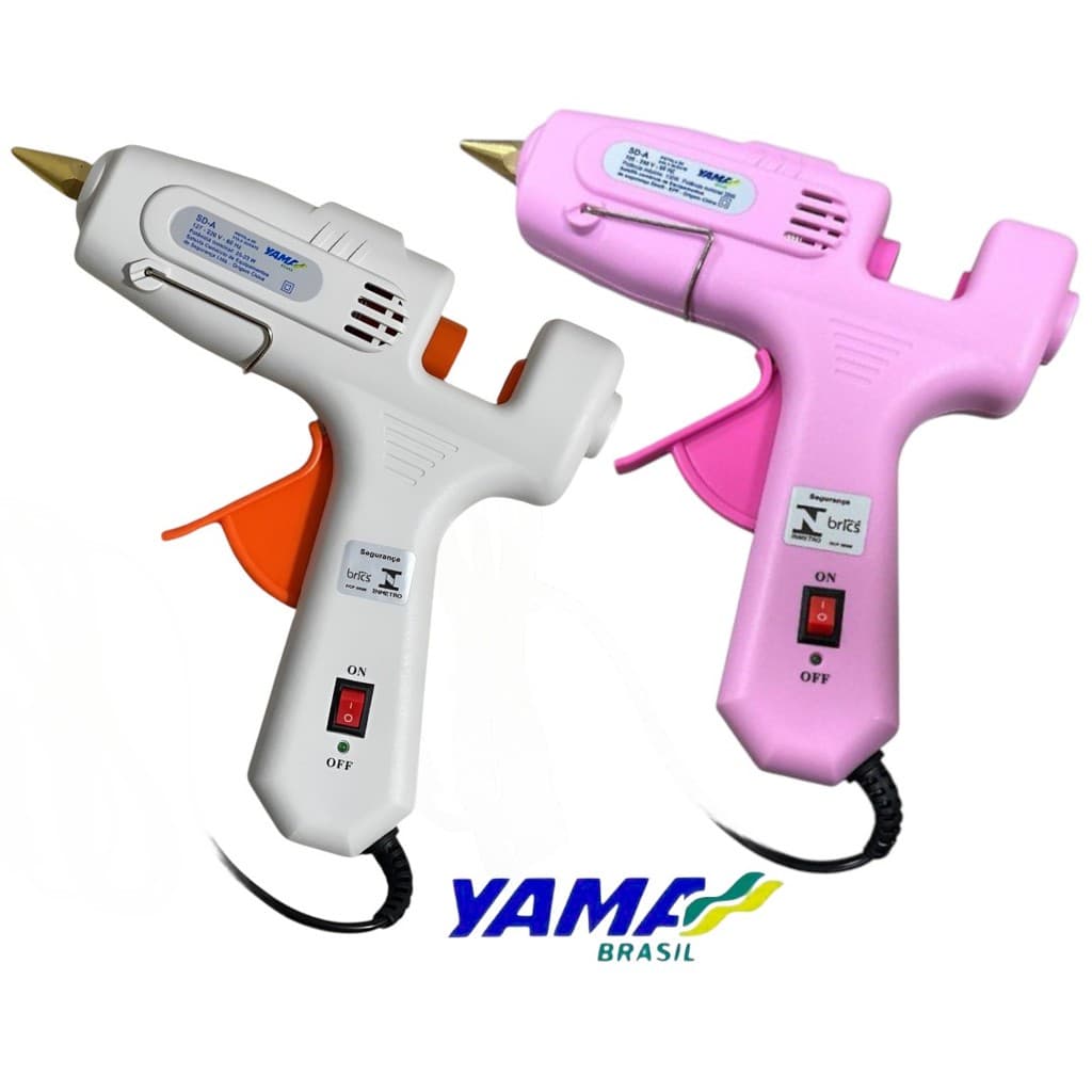 Pistola de Cola Quente Grande Yama Profissional 100w de Potência Bastão Grosso Bivolt Bico Fino Removível Não Pinga