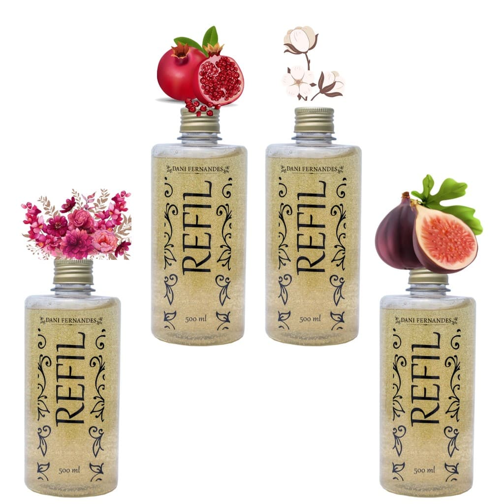 Refil sabonete líquido Dani Fernandes Glitter 500ml - Tênue - Flor e Figo - Romã Figo - Orquídea