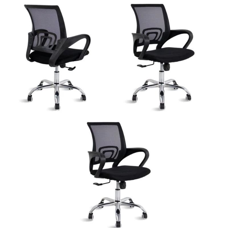 Kit 3 Cadeiras de Escritório Mesh Ergonômica com pistão reforçado até 150kg