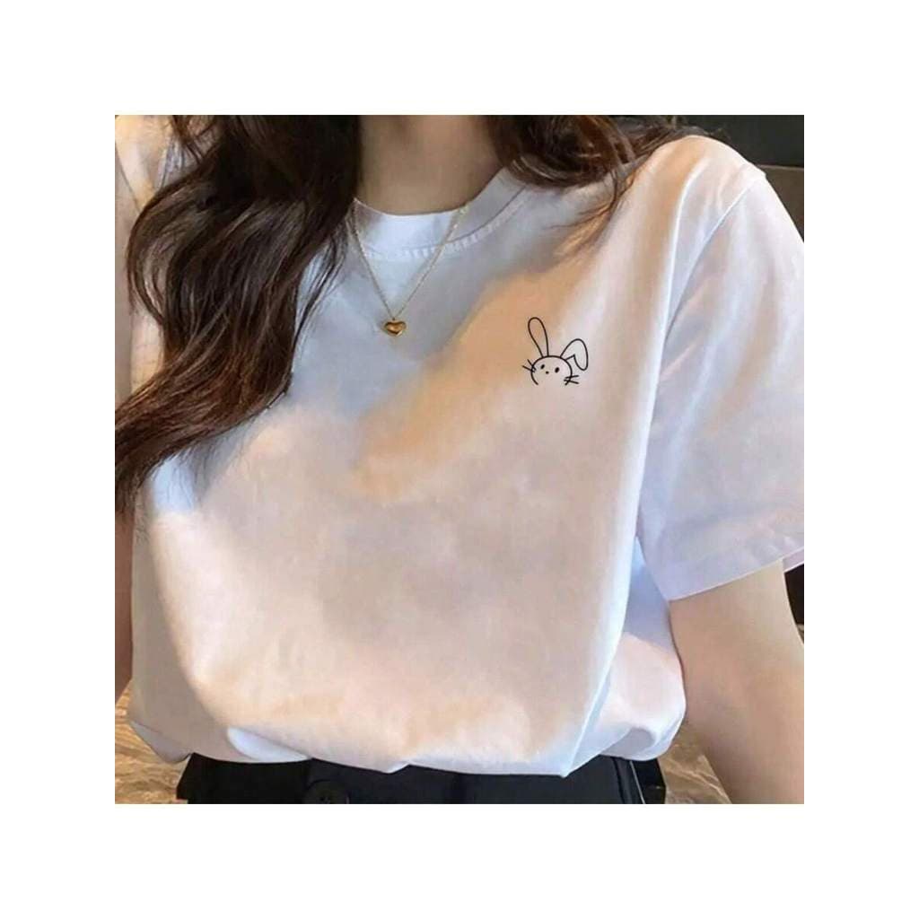 Blusa T-Shirt Feminina Coelho Fofo Camiseta 100% Algodão Camisa Premium Lançamento