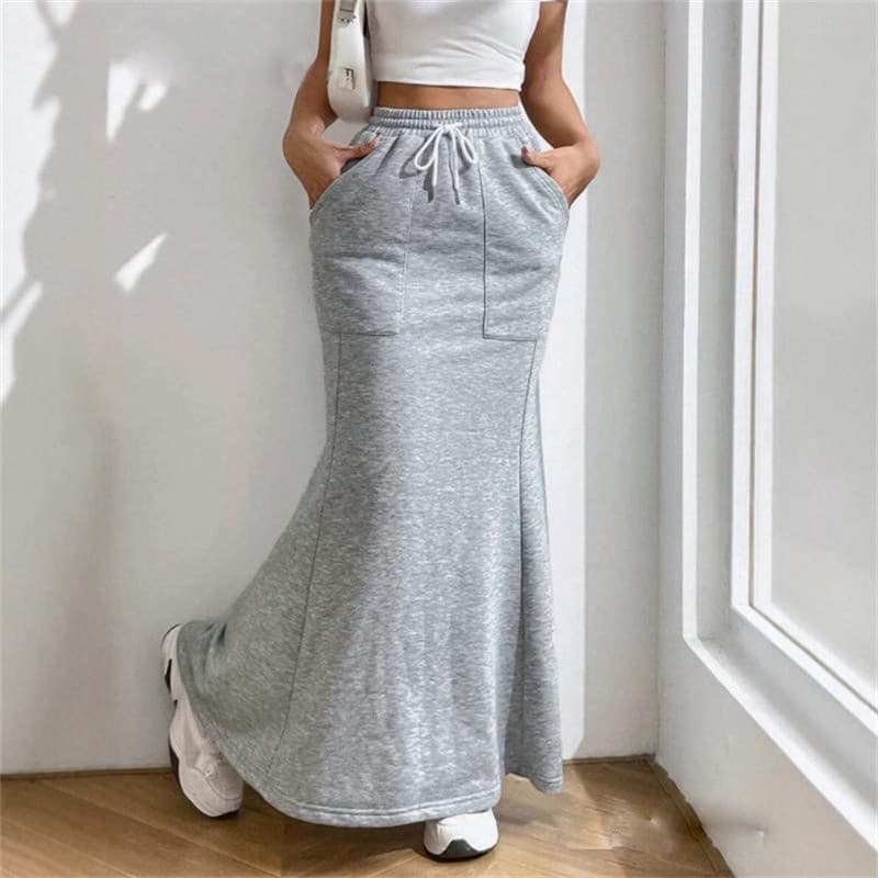 S-5XL Saia Feminina Vestido Feminino Primavera E Verão Tamanho Grande Bolso Reto Cordão