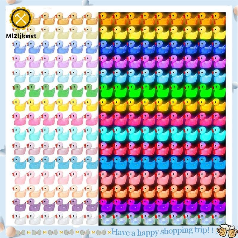 Ml2ljkmet200 PCS Mini Patos De Resina Brilham No Escuro Pequeno Pato Para Jardim Festa De Aniversário De Natal DIY Decor