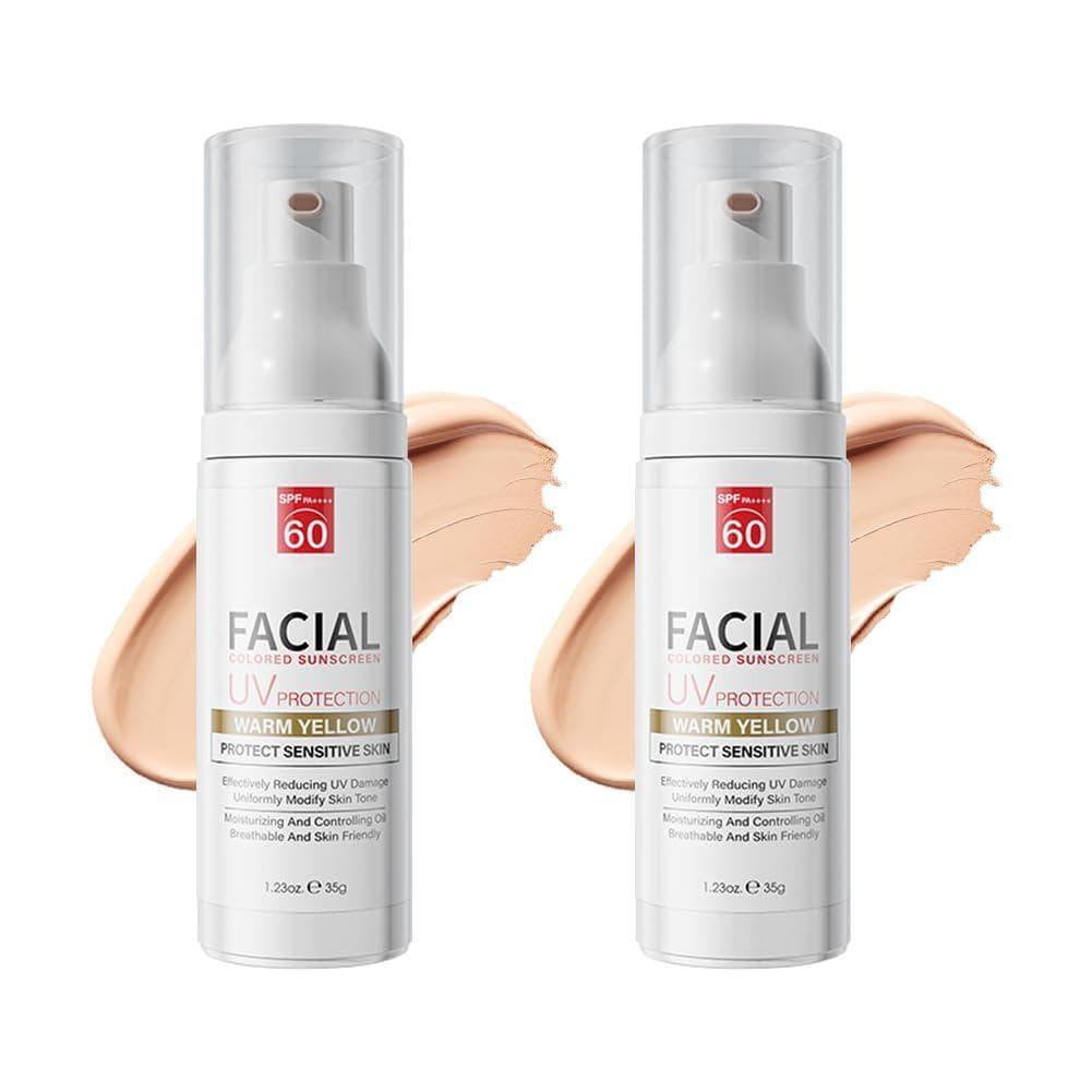 2 Peças de Creme Protetor Solar Facial Colorido, Creme Protetor Solar Facial Colorido Universal - Hidratante, Uniformiza