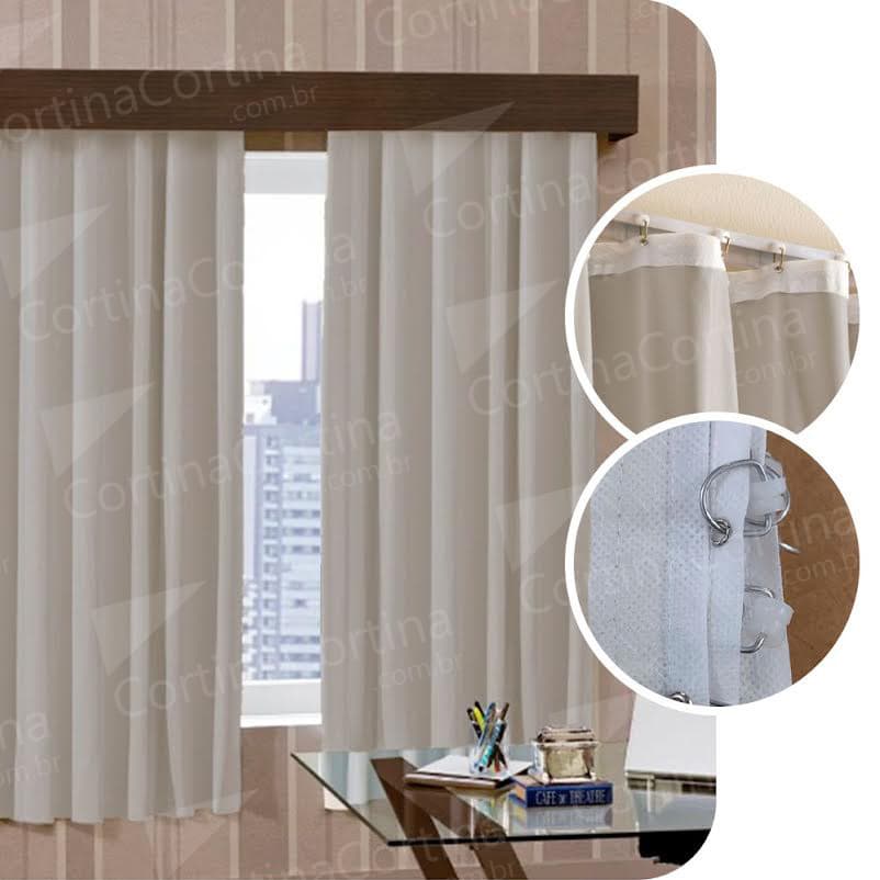 Cortina Blackout Corta Luz Plástico PVC Trilho 4,00x2,80m Bege/Cinza Cortina Cortina