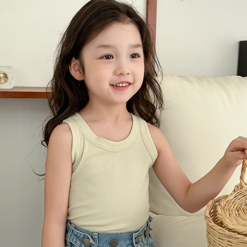 .Meninas penteado algodão camisola bebê verão estilo coreano cor sólida exterior Wear topo crianças All-Match estirament
