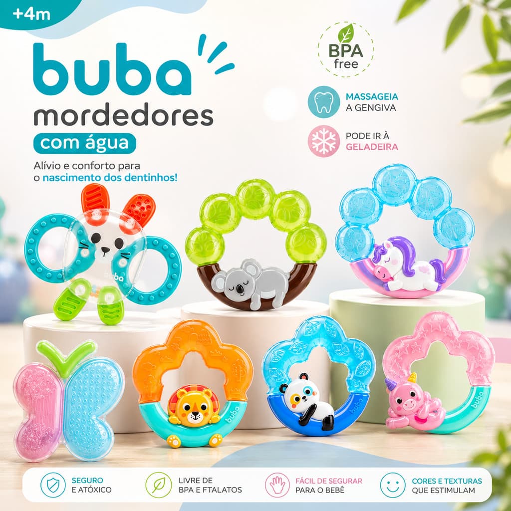 Mordedor Buba Com Água Para Bebê Massageador De Gengiva