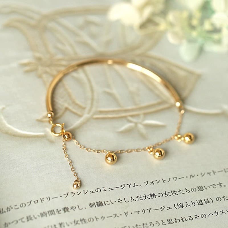 Pulseira de aço inoxidável HT, semi-incrustada com pérolas redondas e franjas, banhada a ouro 18K, joia adequada para me