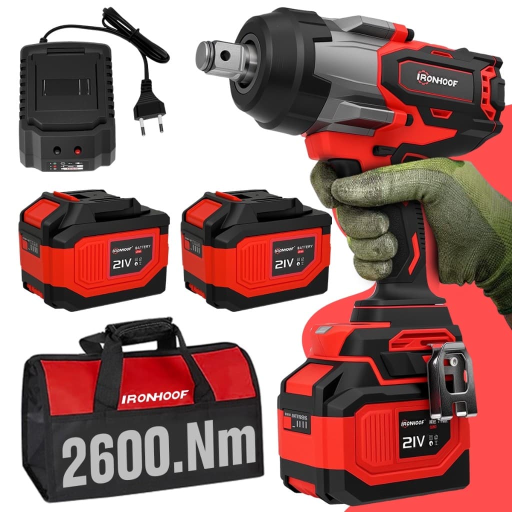 2600NM Chave De Impacto  Potente Brushless 6AH 2 Bateria