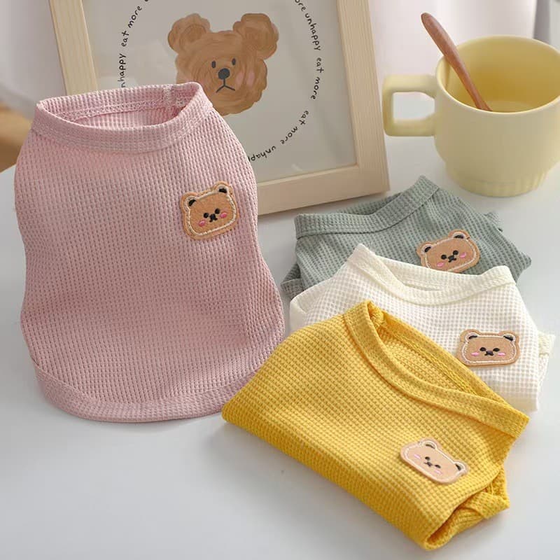 Roupa para gatos para evitar a queda de pelos, colete para cães, roupa fina de verão em tecido waffle para gatos Teddy e