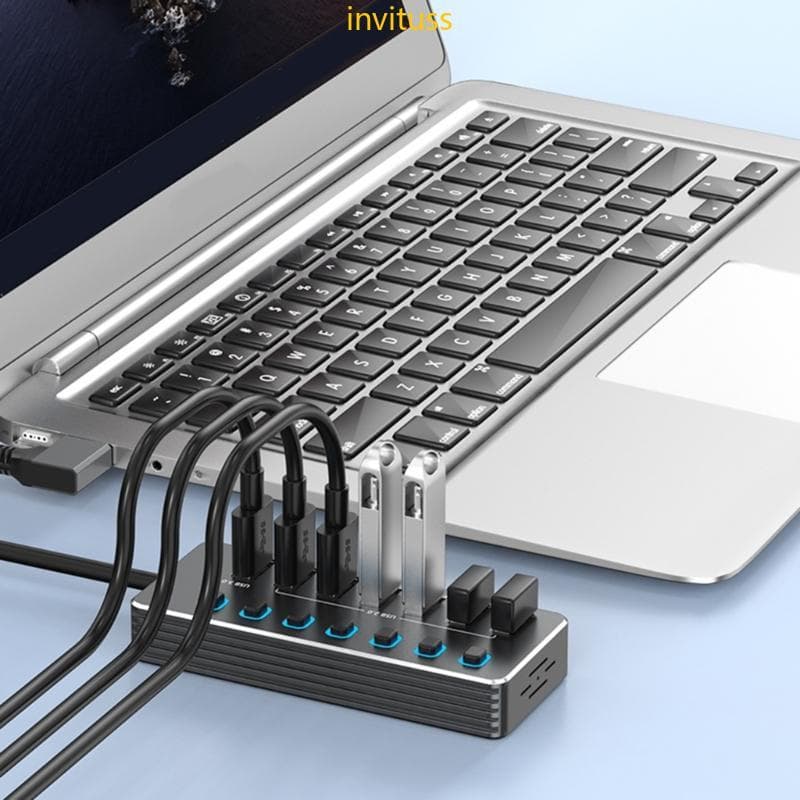 Inv USB3 0 E USB 2.0 Hubs Alumínio 7 Portas Controles Individuais Indicadores LED Incluindo Fonte Alimentação Type C