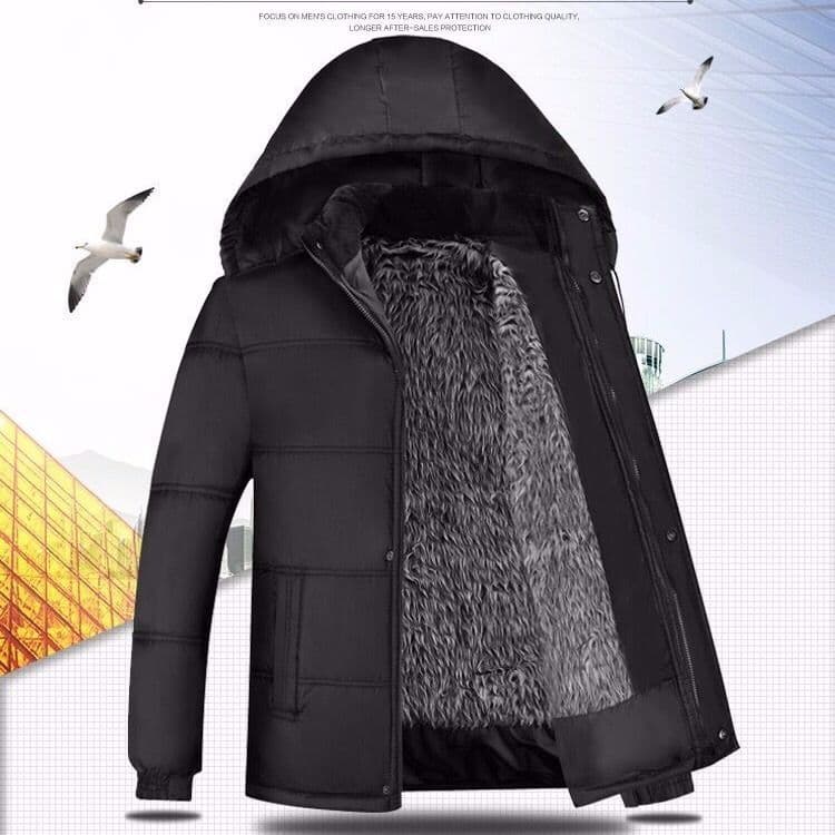 Jaqueta quente de lã espessada, jaqueta acolchoada de algodão, roupas de pai para idosos de meia-idade, roupas masculina