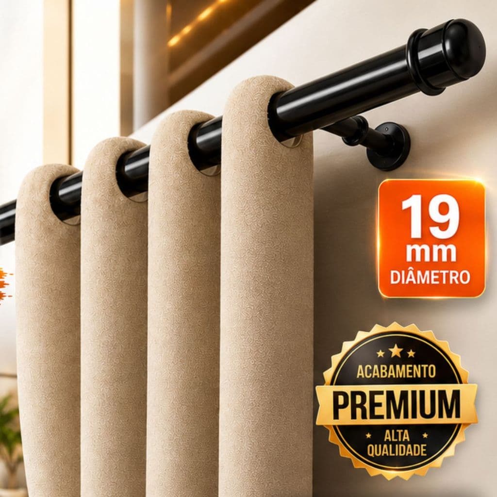 Varão Cortina 19mm Parede Janela Porta Sala Quarto Cozinha