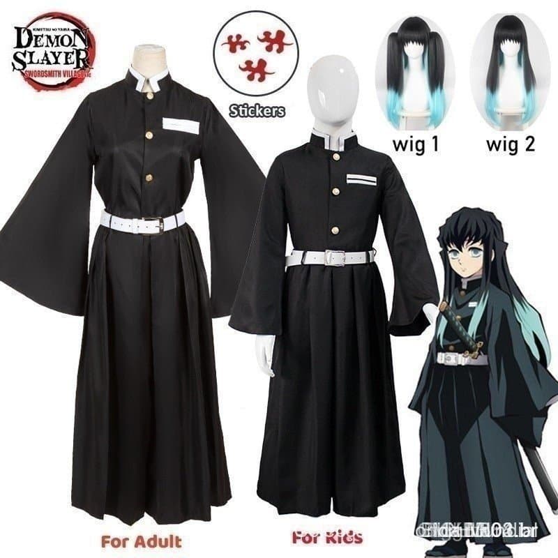 Peruca de Cosplay Muichiro Tokito Demon Slayer Mist Pillar Uniforme Adesivos Anime Lâmina Sem Arma Demon Slayer Arcman 4