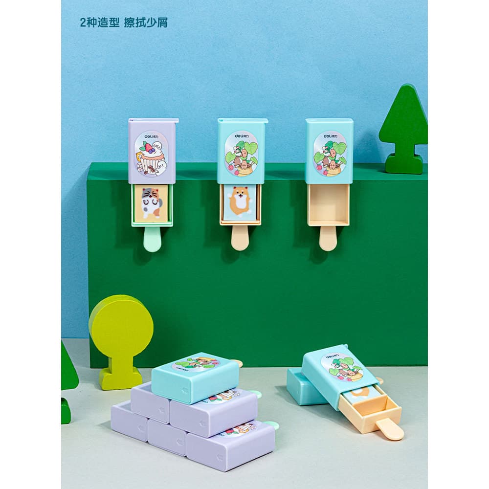 Deli Eraser Magic Box Elefante Couro Alunos do ensino fundamental Dedicado Desenho criativo Caixa de sorvete fofa como l
