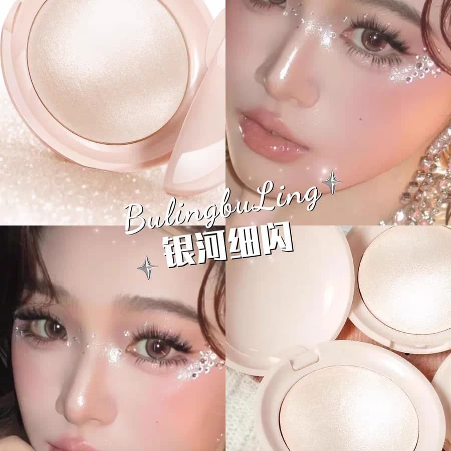 NOVO Paleta de pó monocromático de alto brilho iluminador facial perolado fino piscando de longa duração Natural tridime