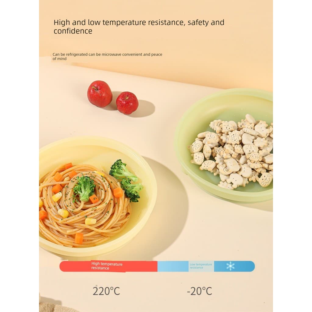 Kit talher silicone bebê Tigela bebê alimentação complementar Prato infantil com ventosa Prato de jantar crescente para