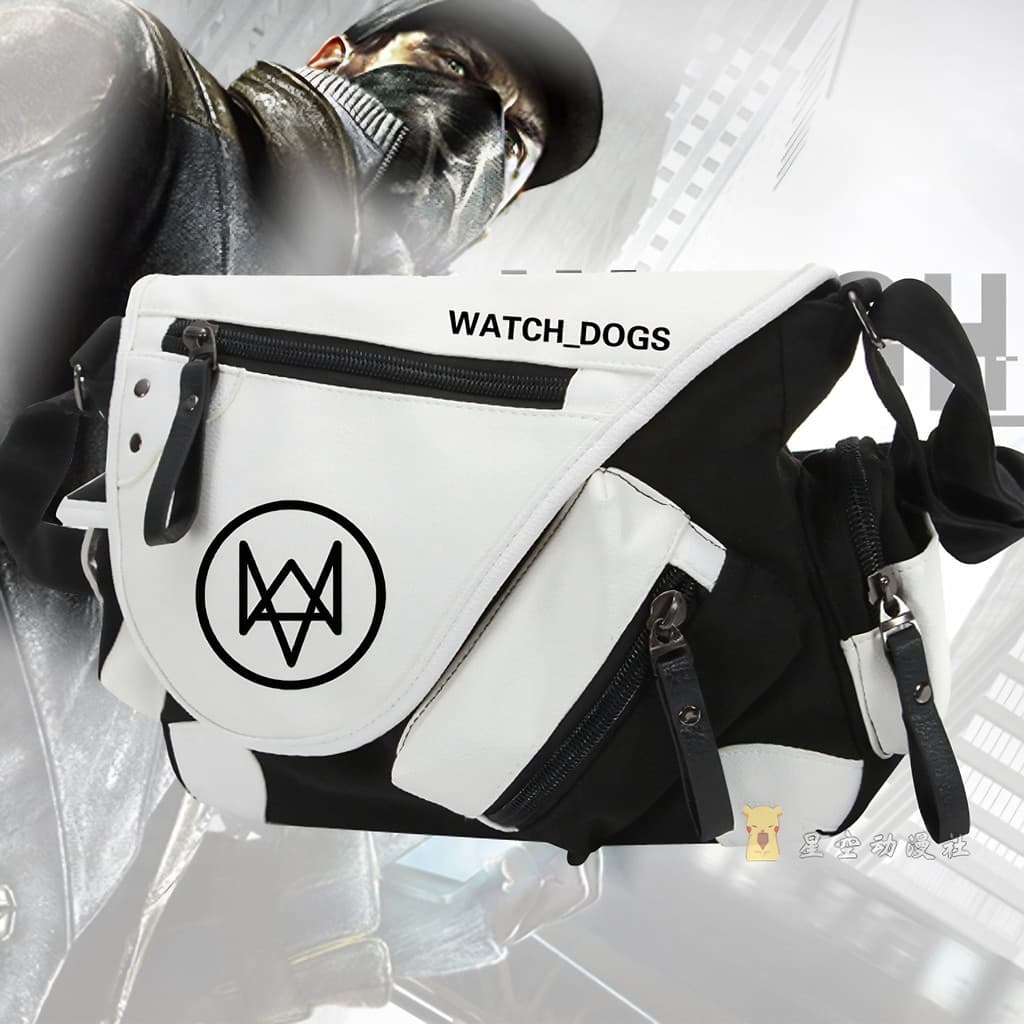 Assistir cães mochila Anime jogo mercadoria das mulheres dos homens bolsa de ombro relógio cães 2 Aiden Cross-body saco