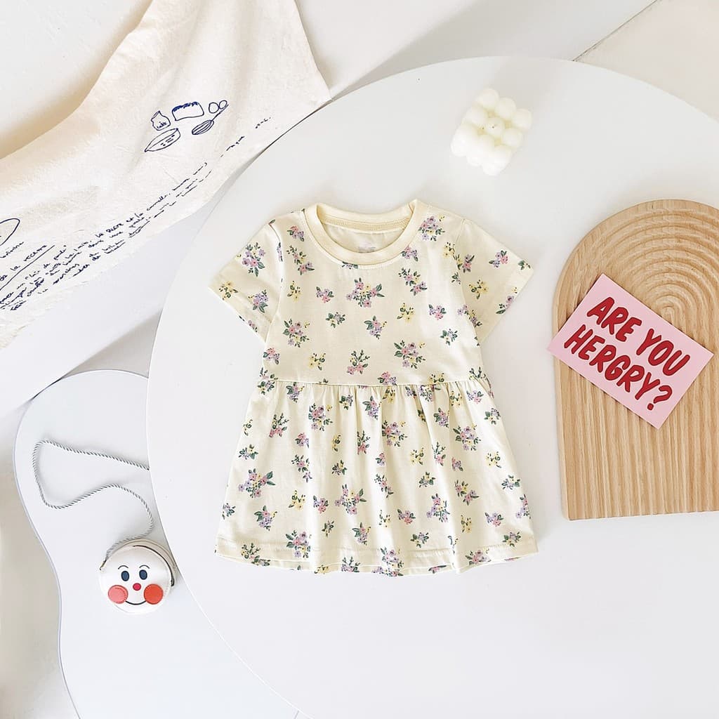 Verão meninas vestido versão coreana puro algodão roupas de bebê Floral crianças vestido do bebê roupas ins estilo