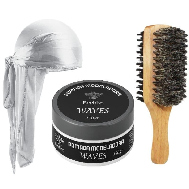 KIT PARA WAVES  ESCOVA DUPLA e BANDANA DURAG